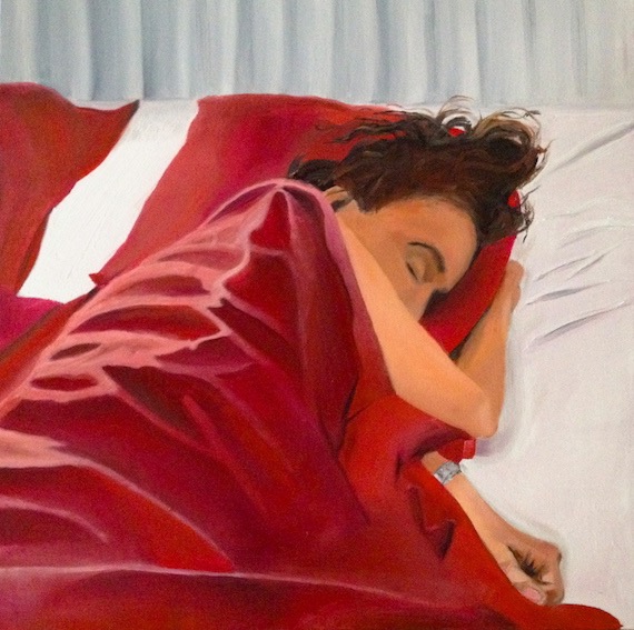 Eleonora sleeping, oil paint on canvas, 90 x 90 cm